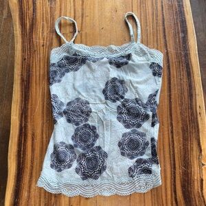ANN TAYLOR Floral Lace Trim Camisole Top XXS